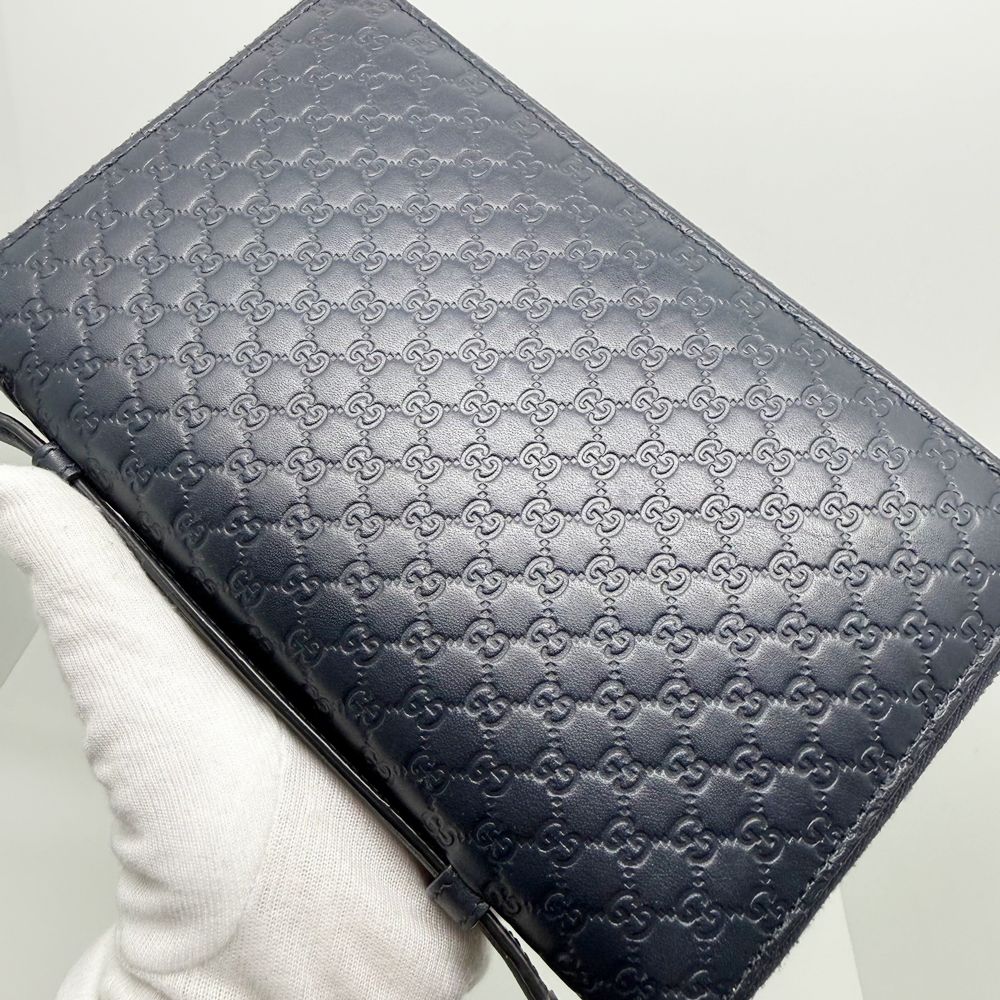 最終出品　GUCCI　グッチ　マイクロ　シマ　449246 グッチ ネイビー マイクロシマ ハンドル 財布 449246 / A級 - メルカリ