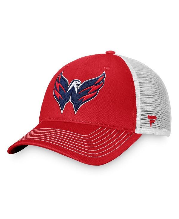 ファナティクス メンズ アクセサリー 帽子 キャップ Fanatics Mens Red White Washington Capitals Slouch Core Primary Trucker Snapback Hat Red White ホワイト