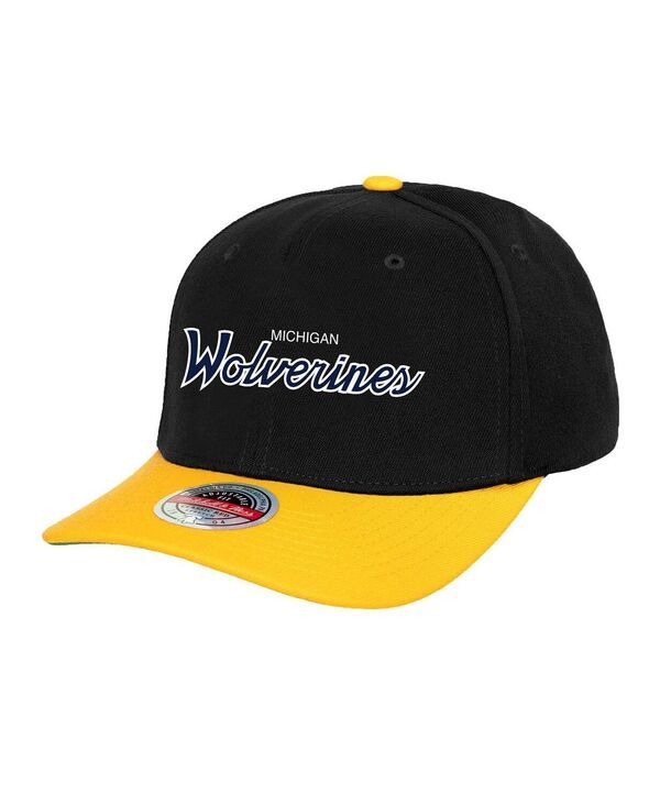 ミッチェルネス メンズ アクセサリー 帽子 Mitchell Ness Mens Black Michigan Wolverines Team Script 20 Snapback Hat Black ブラック