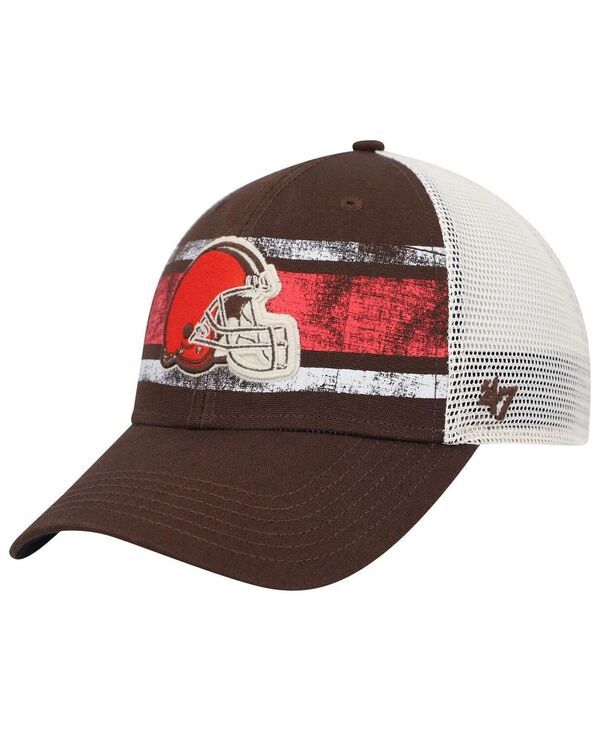 47 ブランド メンズ アクセサリー 帽子 47 Brand Mens Brown White Distressed Cleveland Browns Interlude MVP Trucker Snapback Hat Brown White ホワイト