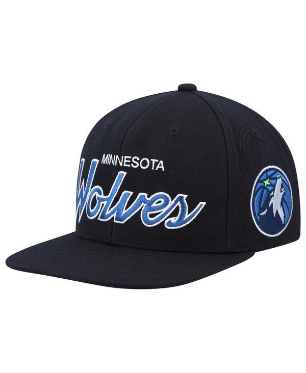 ミッチェルネス メンズ アクセサリー 帽子 Mitchell Ness Mens Black Minnesota Timberwolves Hardwood Classics Script 20 Snapback Hat Black ブラック