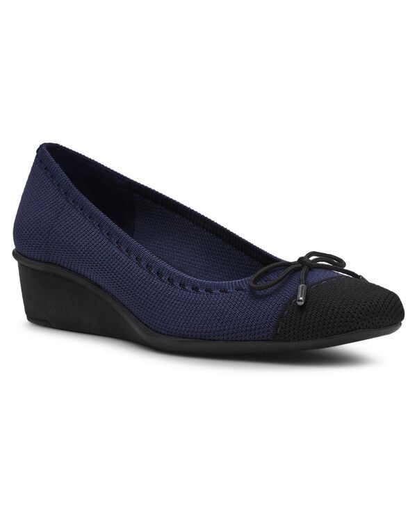 アンクライン レディース シューズ パンプス キャップ Anne Klein Womens Wesson Cap Toe Wedge Pumps NavyBlack ブラック