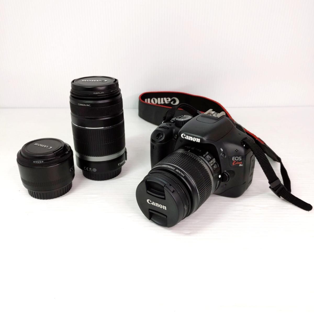 中古品】canon キャノン デジタル一眼レフカメラx4 EOS kiss レンズ