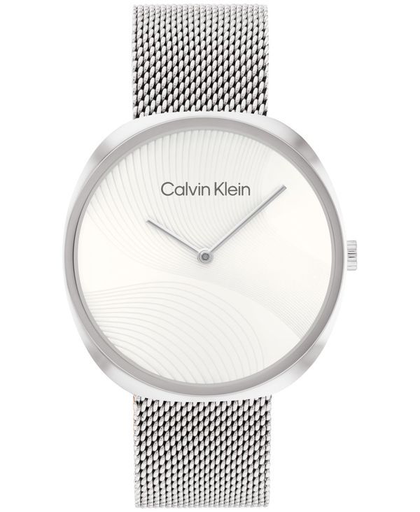 カルバンクライン レディース アクセサリー 腕時計 メッシュ Tシャツ Calvin Klein Womens 2Hand SilverTone Stainless Steel Mesh Bracelet Watch 36mm Stainless Steel