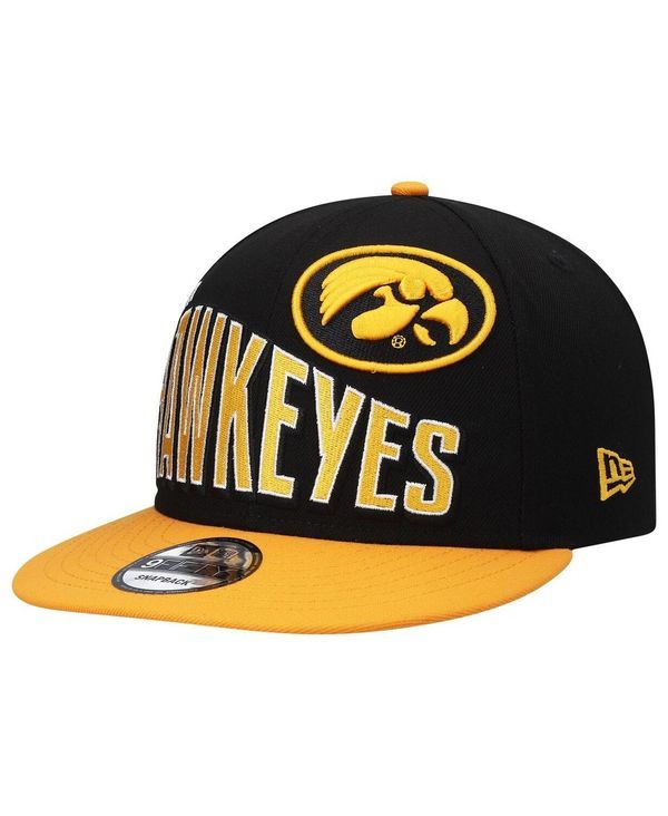 ニューエラ メンズ アクセサリー 帽子 ヴィンテージ New Era Mens Black Iowa Hawkeyes TwoTone VintageLike Wave 9FIFTY Snapback Hat Black ブラック