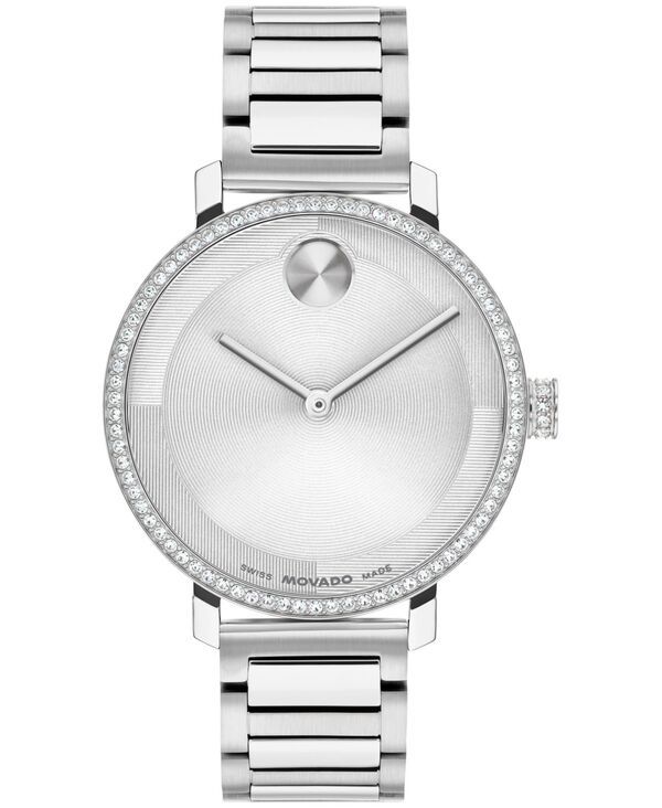 モバド レディース アクセサリー 腕時計 Tシャツ Movado Womens Bold Evolution 20 Swiss Quartz Stainless Steel Watch 34mm Silvertone シルバー