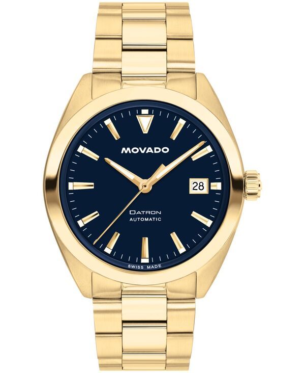 モバド メンズ アクセサリー 腕時計 Tシャツ Movado Mens Datron Swiss Automatic Ionic Plated Light Gold Steel Watch 39mm GoldTone ゴールド