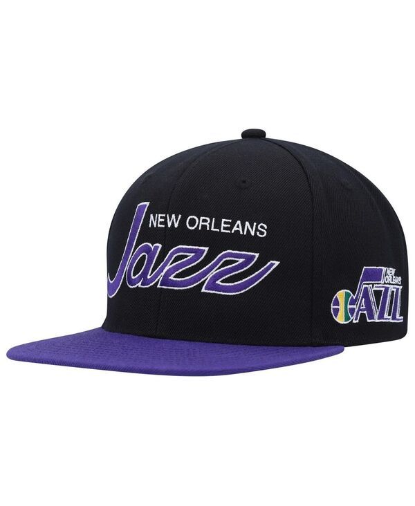 ミッチェルネス メンズ アクセサリー 帽子 Mitchell Ness Mens Black Utah Jazz Hardwood Classics MVP Team Script 20 Snapback Hat Black ブラック