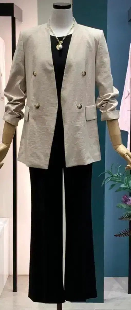 シーズミス ノーカラー リネン フック ジャケット 55サイズ 新品 各 アイボリー ベージュ