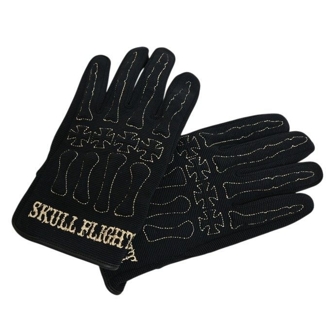 SKULL FLIGHT スカルフライト サマーボーングローブ ブラック×ゴールド色 SUMMER BONE GLOVE summergrove-blackgold
