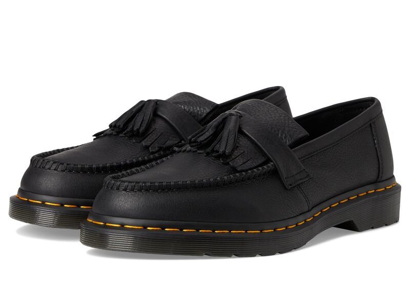 ドクターマーチン メンズ シューズ スリッポン・ローファー レザー Dr Martens Adrian Yellow Stitch Leather Loafers Black ブラック