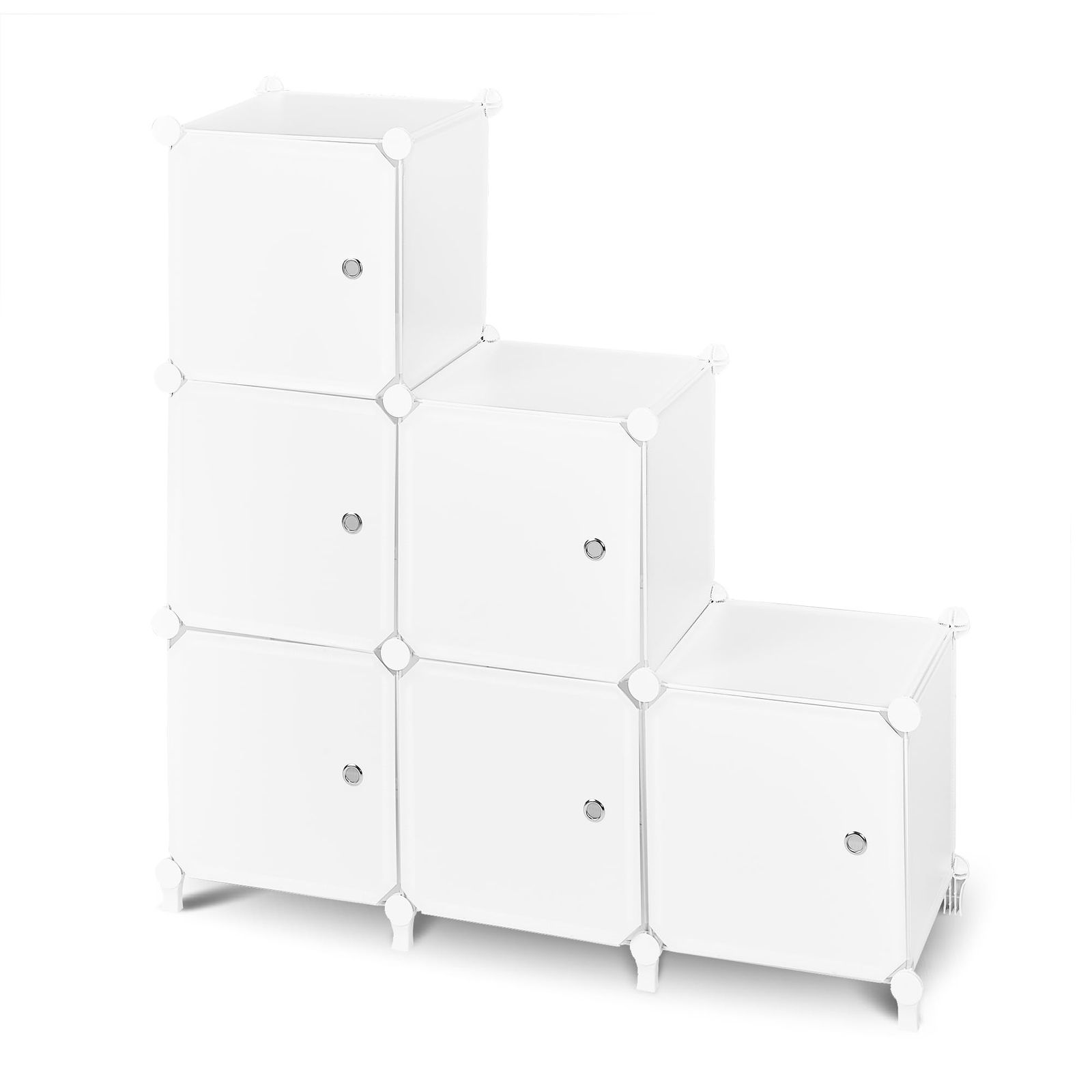 VECELO 収納ラック 扉付き 6ボックス ホワイト 幅96×奥行32×高さ99cm 4.35kg|洋服・タオル・おもちゃも省スペースで整理 リビング・寝室に馴染むナチュラルホワイトkoe 3e7ed3df