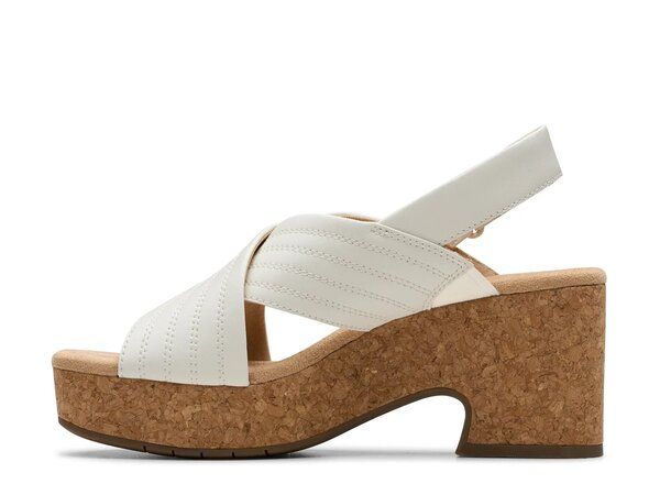 クラークス レディース シューズ サンダル Clarks Nerisa West Wedge Sandal White Leather ホワイト