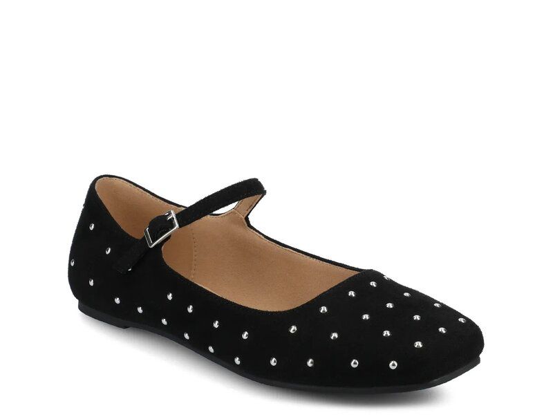 ジャーニー レディース シューズ パンプス Journee Carrie Mary Jane Flat BlackSilver Rhinestones ブラック