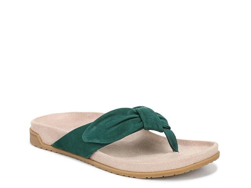 バイオニック レディース シューズ サンダル Vionic EVA Flip Flop Green Suede グリーン