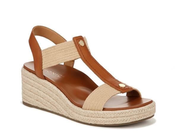バイオニック レディース シューズ サンダル Vionic Calera Espadrille Wedge Sandal Cognac