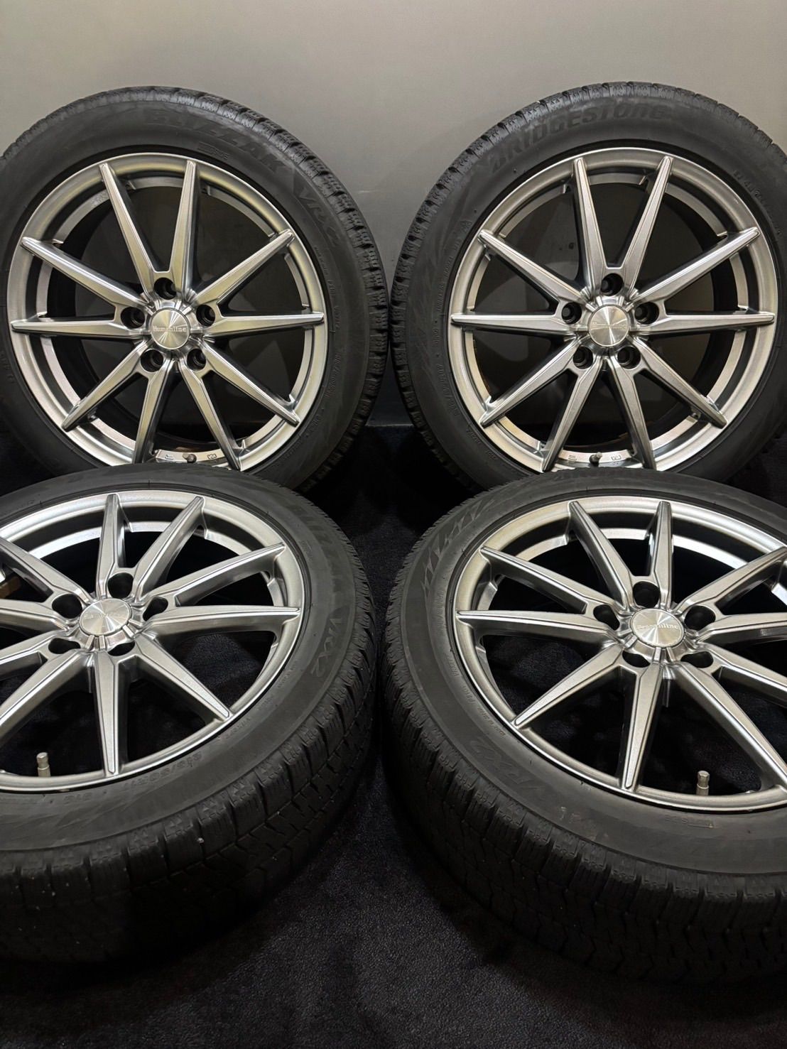 ★215/50R17 BRIDGESTONE/VRX2 22年製 Humanline 17インチ 7J +38 114.3 5H スタッドレス 4本 プリウスα (南6-M214)