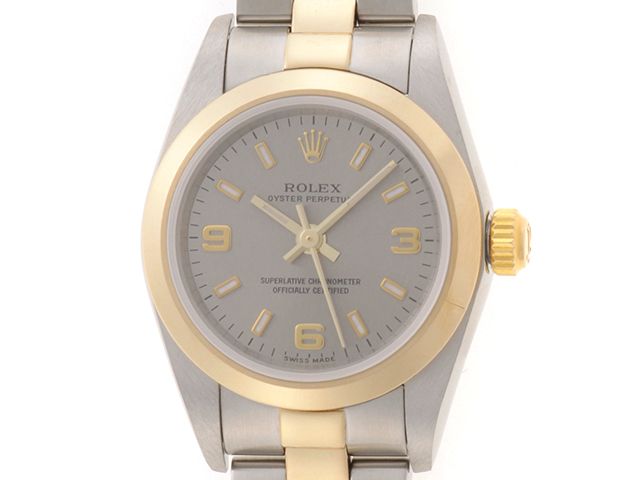 ROLEX ロレックス ウォッチ オイスター パーペチュアル 時計 76183 腕時計 K18イエローゴールド K18YG/ステンレススチール グレー【中古】433