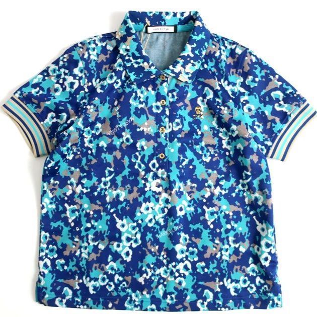 MARK&LONA 半袖 ポロシャツ メンズ 48 (L) ラメブルー カモフラ 半袖ポロシャツ MARK&LONA マークアンドロナ スカル - 総柄 迷彩
