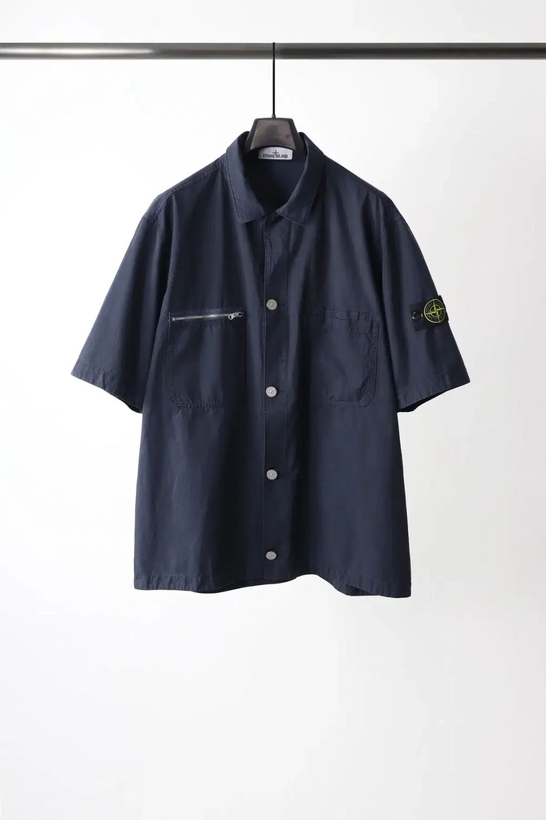 STONE ISLAND ストーンアイランド チェストポケット 1/2 半袖 オーバーサイズシャツ ネイビー XXL 出品