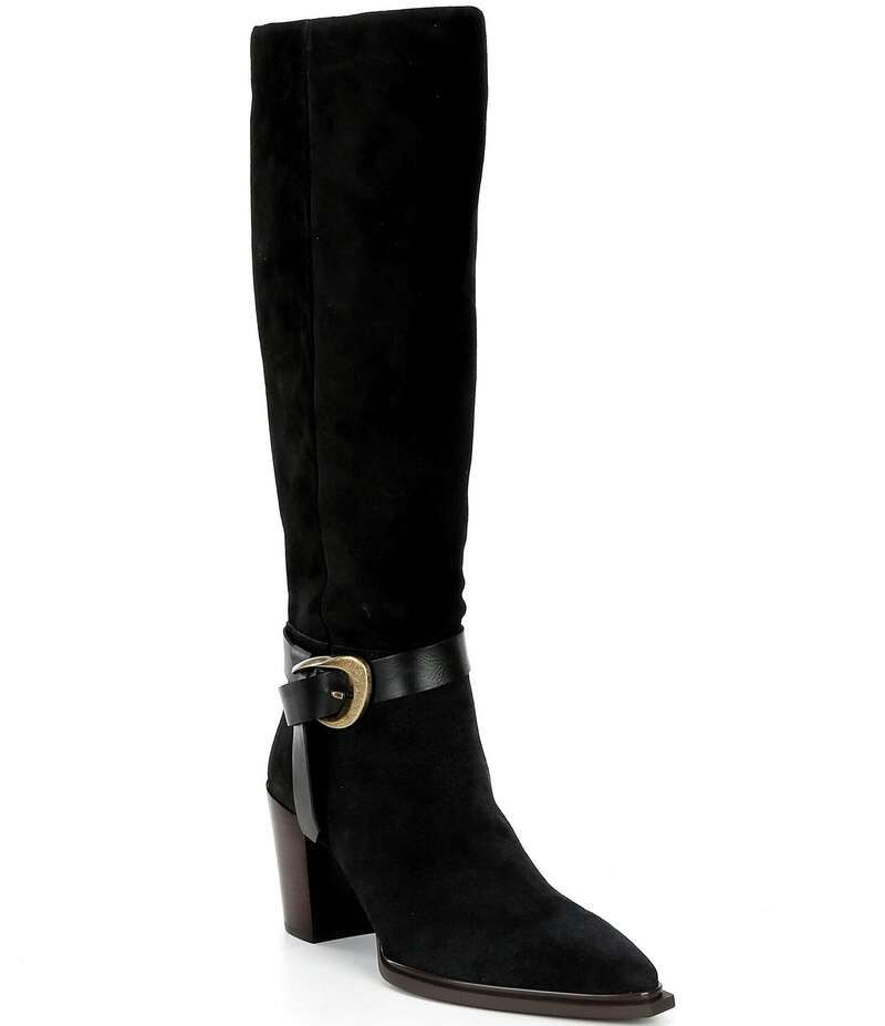 アントニオ メラーニ レディース シューズ ブーツ・レインブーツ スエード ブーツ Antonio Melani Greer Suede Buckle Hardware Belted Dress Boots Black ブラック