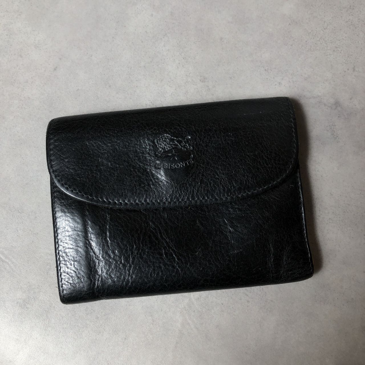 イルビゾンテ 財布 黒 PQ384 IL BISONTE 2つ折り財布 黒 レザー 