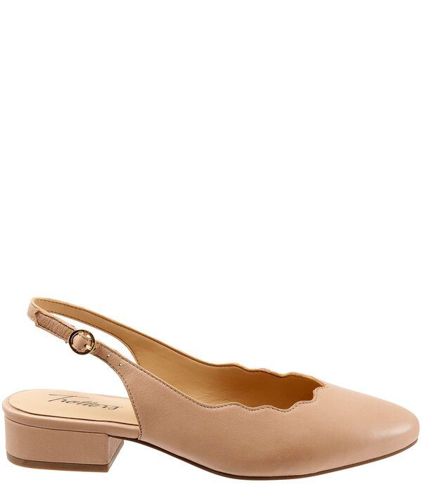 トロッターズ レディース シューズ パンプス レザー ヒール Trotters Joselyn Scalloped Leather Block Heel Slingback Pumps Nude