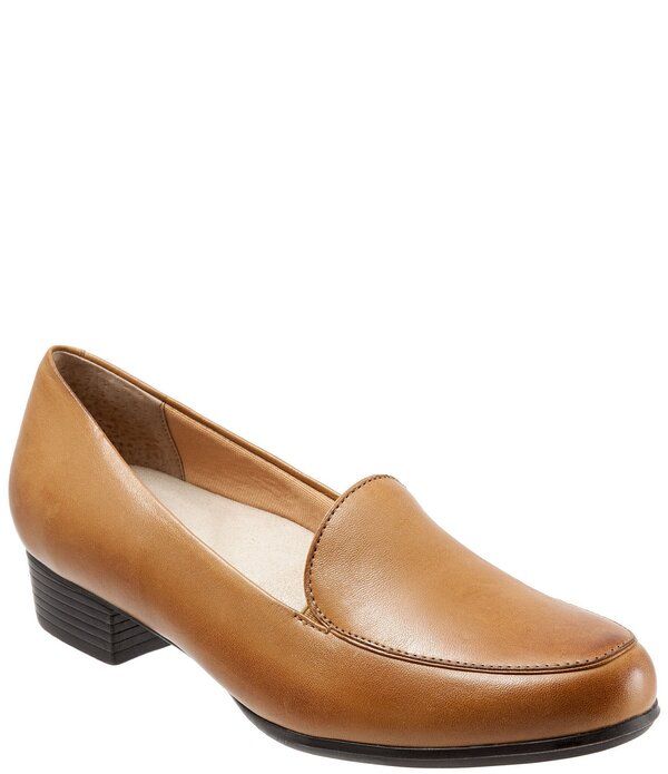 トロッターズ レディース シューズ スリッポン・ローファー レザー ヒール Trotters Monarch Leather SlipOn Block Heeloafers Tan タン