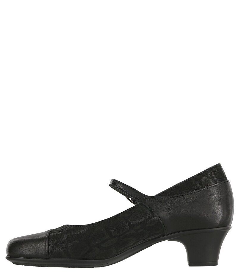 サス レディース シューズ パンプス レザー ヒール SAS Isabel Leather Kitten Heel Mary Jane Pumps Black Snake ブラック