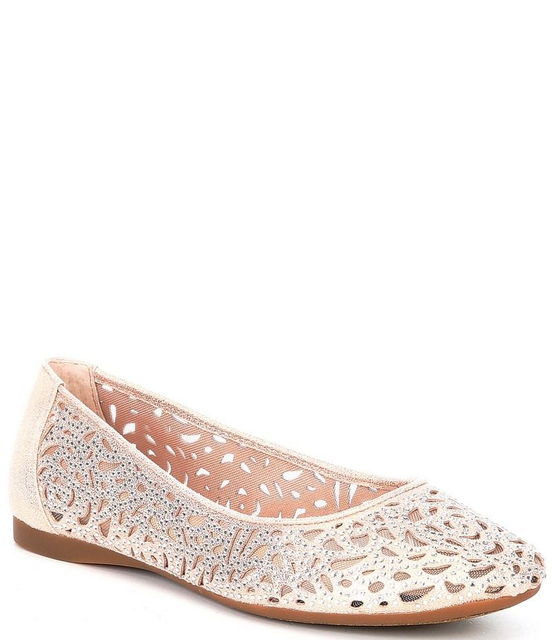 アレックスマリー レディース シューズ パンプス トール Alex Marie Altana Metallic LaserCut Rhinestone Flats Rose Gold ゴールド