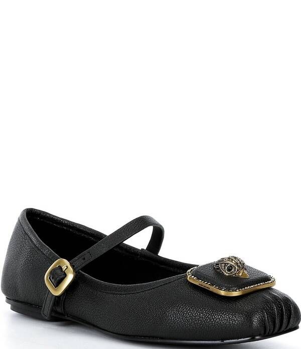 カートジェイガーロンドン レディース シューズ パンプス レザー ロゴ Kurt Geiger London Pimlico Leather Logo Hardware Mary Jane Ballet Flats Black ブラック