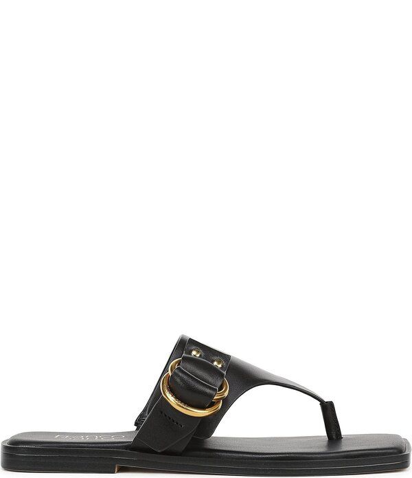 フランコサルト レディース シューズ パンプス サンダル レザー Franco Sarto Mavie Leather Square Toe Thong Flat Sandals Black ブラック