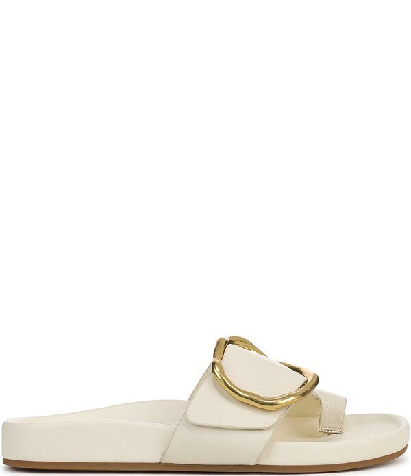 フランコサルト レディース シューズ パンプス サンダル レザー Franco Sarto Brianka Leather Abstract Buckle Toe Loop Sandals Marshmallow