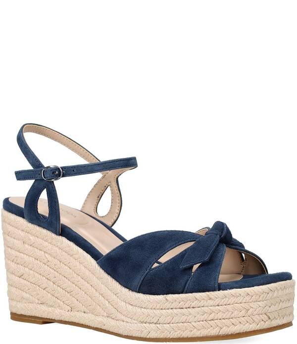 ペレモーダ レディース シューズ スリッポン・ローファー プラットフォーム サンダル スエード Pelle Moda Elbie Suede Bow Platform Espadrille Wedge Sandals Midnight