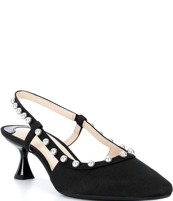 アレックスマリー レディース シューズ ヒール Alex Marie Odette Faille Pearl Studded Slingback Pumps Black ブラック