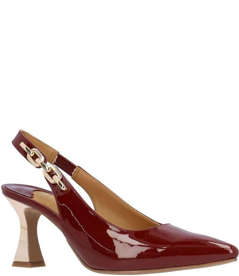 ジェイレニー レディース シューズ ヒール J Renee Krissa Patent Chain Slingback Dress Pumps Dark Cherry