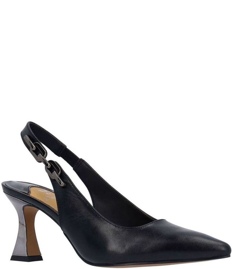 ジェイレニー レディース シューズ ヒール レザー J Renee Krissa Leather Chain Slingback Dress Pumps Black ブラック