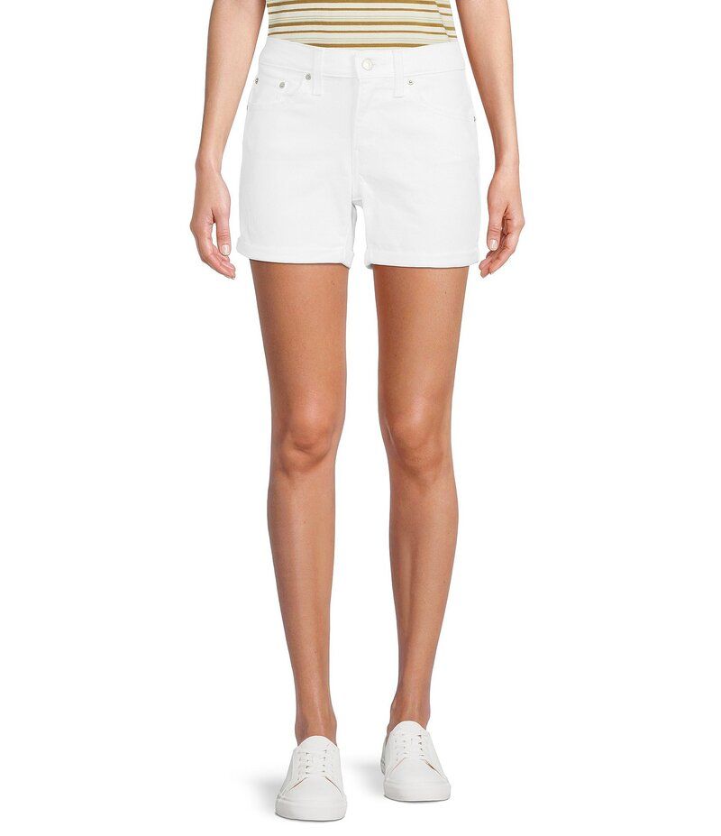 リーバイス レディース ボトムス ハーフパンツ・ショーツ ショートパンツ デニム LevisR Mid Rise Update Cuffed Hem Stretch Denim Shorts Chalk White ホワイト