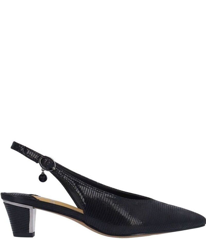 ジェイレニー レディース シューズ ヒール J Renee Darra Lizard Embossed Sling Back Pumps Black ブラック