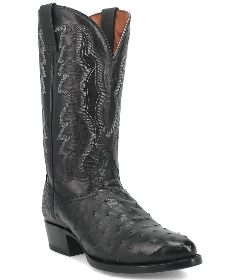 ダンポスト メンズ シューズ ブーツ・レインブーツ Dan Post Mens Tempe 12 Full Quill Ostrich Western Boots Black ブラック