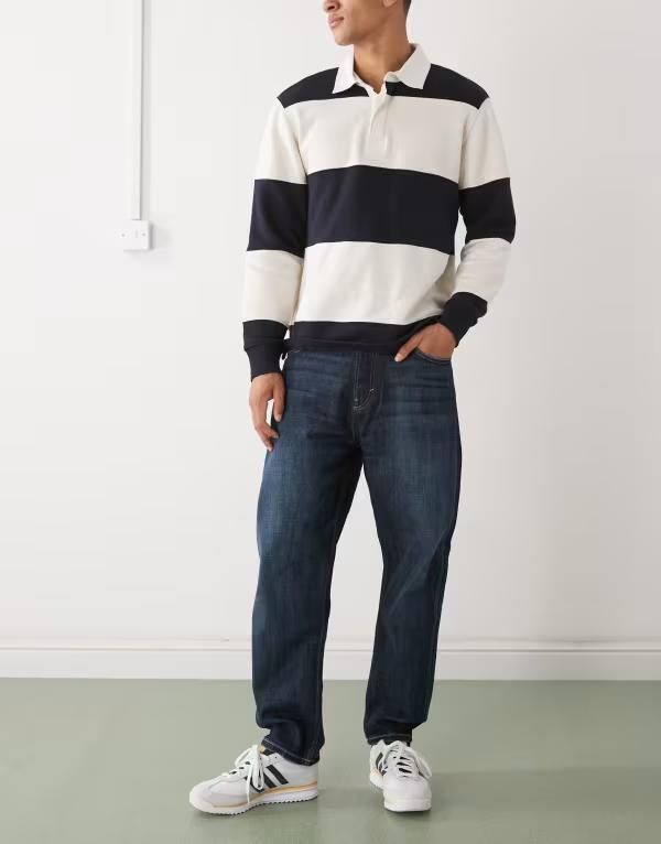 ウィークデイ メンズ ボトムス デニムパンツ ジーンズ Weekday Ray relaxed tapered jeans in dark Deep Sea Blue ブルー