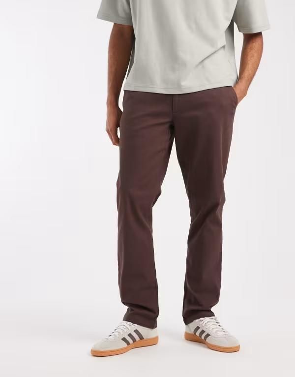 エイソス メンズ ボトムス カジュアルパンツ ASOS DESIGN slim chinos BROWN ブラウン