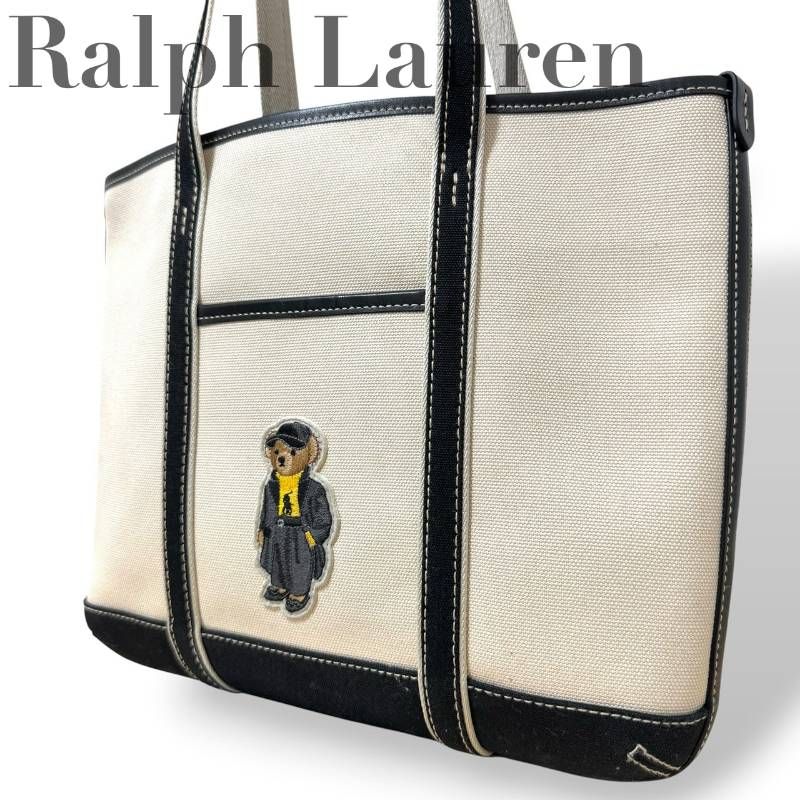 ☆★希少★Ralph Lauren　ポロ ラルフ ローレン★トートバッグ　Polo ベア　ショッパートート　キャンバス　ロゴ★♯2574