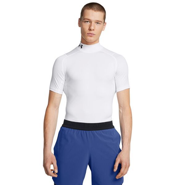 アンダーアーマー メンズ トップス シャツ モックネック Under Armour Mens HeatGear Mock Neck Short Sleeve Compression Shirt WhiteBlack ホワイト
