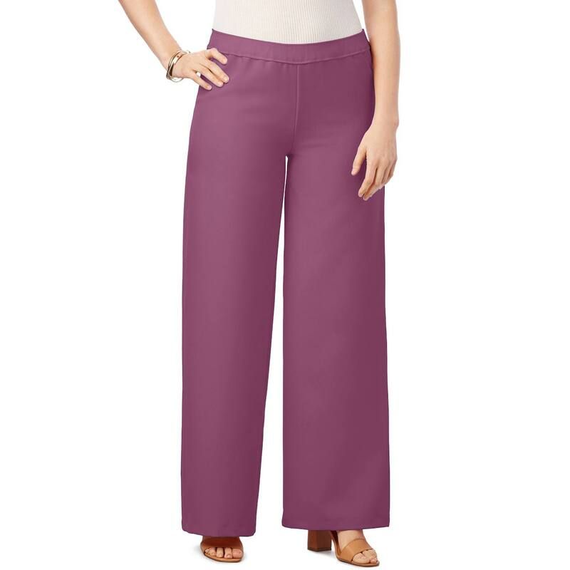 ロアマンズ レディース ボトムス カジュアルパンツ ワイドレッグ プラスサイズ プチ Roamans Womens Plusize Petite Plusize Wide Leg Bend Over Pant Mauve Orchid