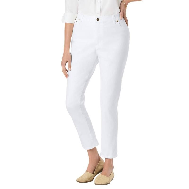 ウーマン ウィズイン レディース ボトムス デニムパンツ プラスサイズ ジーンズ Woman Within Plusize StretchDenim SlimLeg FivePocket Jeans White ホワイト