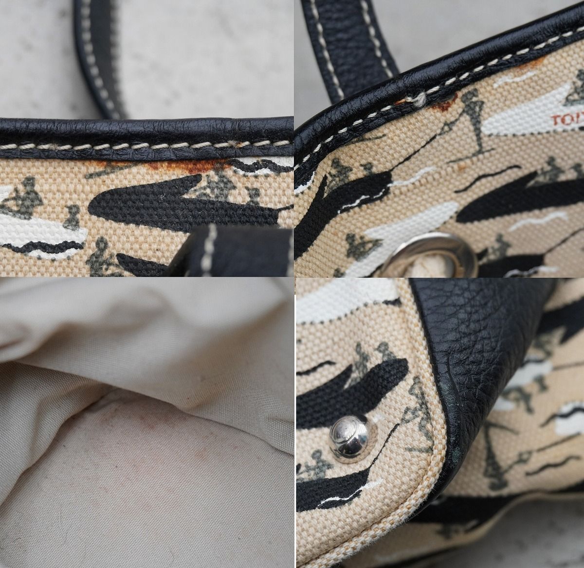 TOD'S トッズ シューズシップ トート バッグ キャンバス × レザー