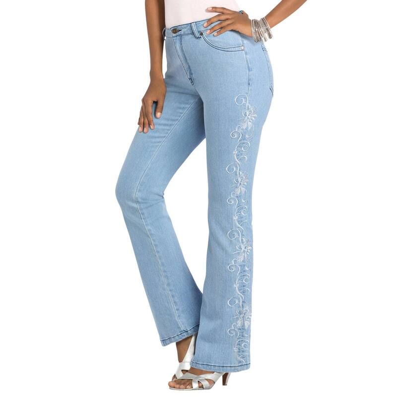 ロアマンズ レディース ボトムス デニムパンツ プラスサイズ Roamans Womens Plusize Whitney Jean With Invisible Stretch Pale Blue Swirl ブルー