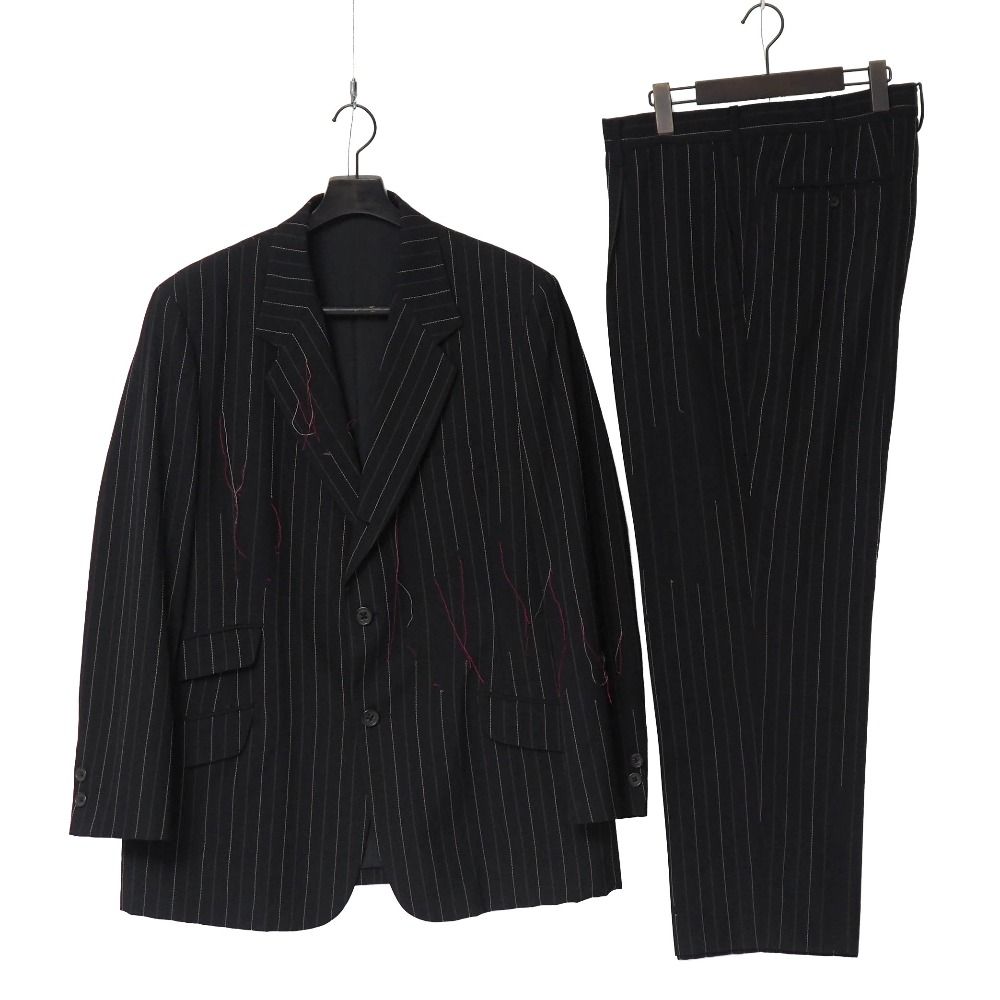 Yohji Yamamoto POUR HOMME ヨウジヤマモトプールオム スーツ サイズ2/3 ストライプ テーラード ブレザー シングルジャケット スラックス ブランド古着【中古】20260518/RA9387