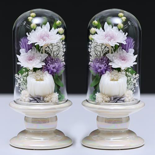 【新着商品】アートフォーシーズン□仏花（白系）ミニ輪菊glass ホワイト プリ アートフォーシーズン□仏花 白系ミニ輪菊glass 【対デザイン2個SET